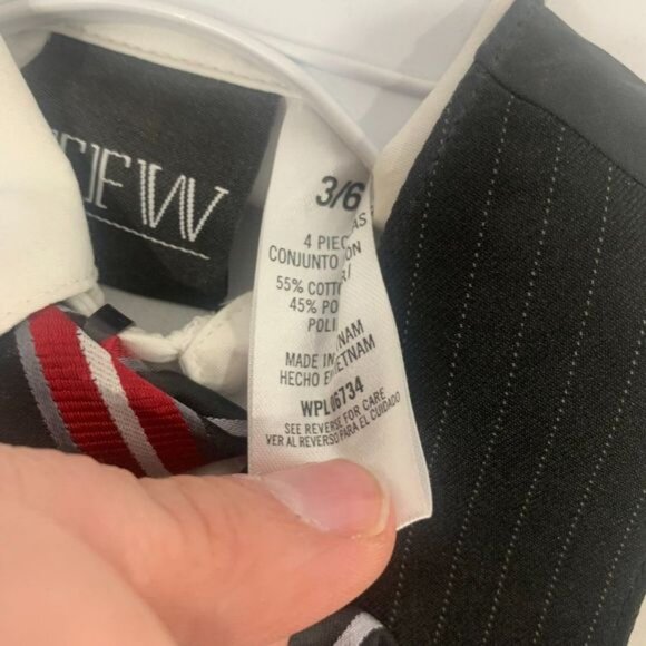 Boys Pinstripe Vest Shirt & Tie Set By TFW Black & White Size 3/6 - Picture 5 of 7